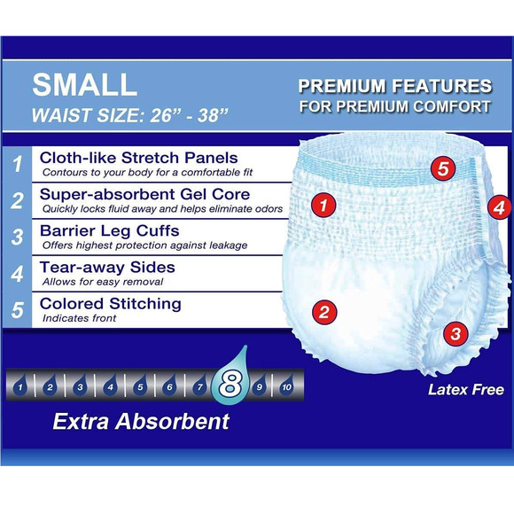 LivDry Adult Incontinence Underwear, SM, 40-Pack, Extra Absorbency Adult Diapers - Picture 2 of 8